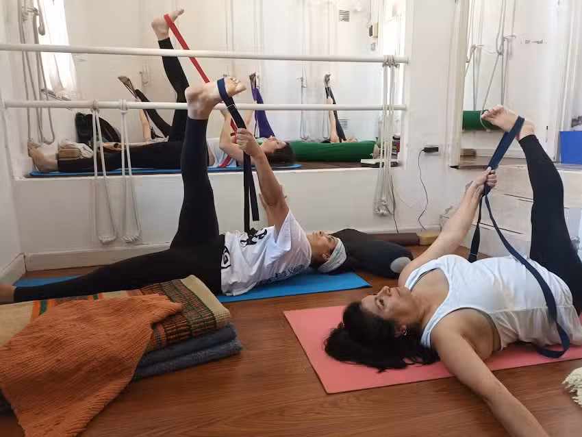 Clases de Yoga Iyengar. Parque Chacabuco. Lorena Ghirimoldi